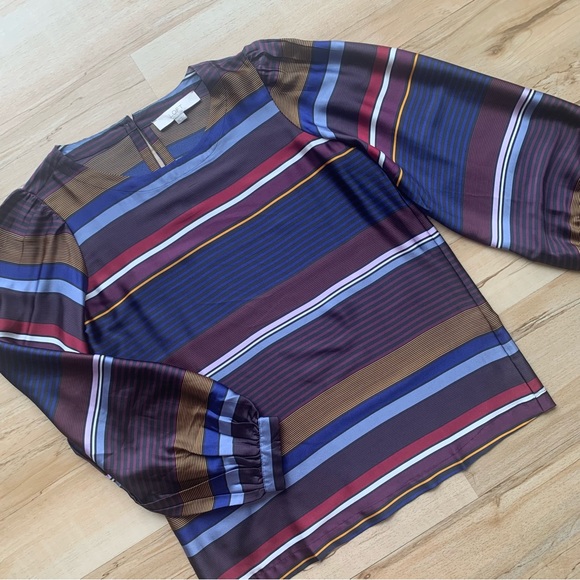 LOFT bubble Sleeve Striped blouse multicolor size XS - Picture 5 of 14